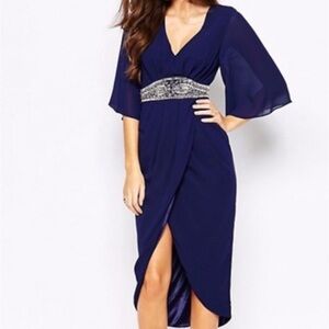 TFNC Embellished Midi Dress With Kimono Sleeves